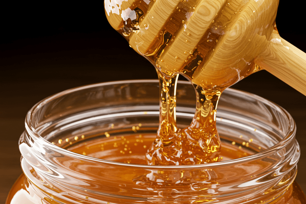 A beautiful macro shot of golden honey